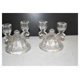 Pair of Imperial Glass Crocheted Candlesticks