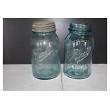Pair of Blue Mason Jars