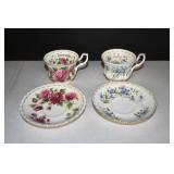 pair of Royal Albert Flower of The Month Tea Cups
