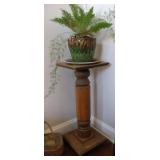 Wooden Plant Stand With Ceramic Pot