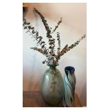 Green and Blue Art Glass Vases