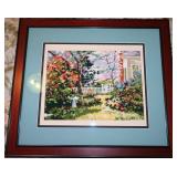 Framed Needlepoint Garden Scene