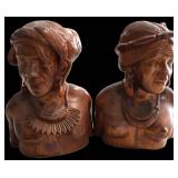 Hand-Carved Wooden Busts