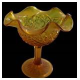 Amber Glass Compote Dish