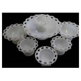 Milk Glass Compote and Bowls Set
