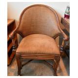 Wood and Cane Armchair with Casters