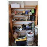 Wooden Shelf With Tools and Contents