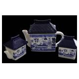 Blue and White Pagoda Teapot Set