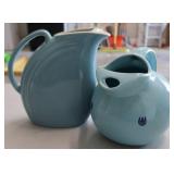 Hall & USA Blue Ceramic Pitcher