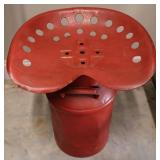 Red Metal Tractor Seat Stool