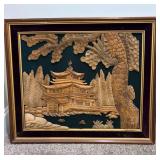 Framed Asian Style Wood Relief Artwork
