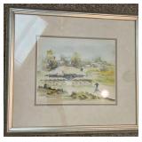 Signed Watercolor Landscape Scene