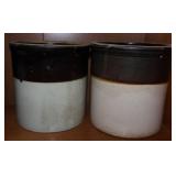 Two-Tone Stoneware Crock Pair