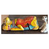 Vintage Disney Pluto Tin Toy with Accessory