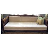 Vtg Wood & Cane Sofa with Cushions