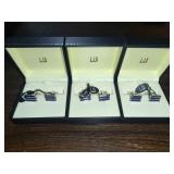 3 Sets Alfred Dunhill Sterling Silver Cufflinks