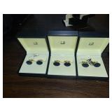 3 Sets Alfred Dunhill Sterling Silver Cufflinks