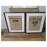 1932 Lindbergh Baby Framed Newspaper Articles