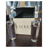 New 2 pc Ralph Lauren Hewitt Crystal Candle Holder