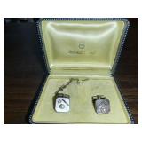 Mikimoto Pearl & Silver Cufflinks & Tie Tack