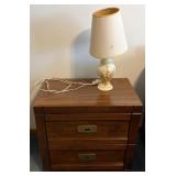 Wooden Side Table With Lamp