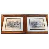 Framed Black and White Farm Scenes