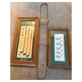 Framed Golf Prints and Metal Rack