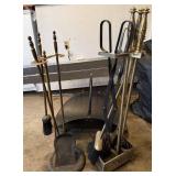 Brass Fireplace Tools and Holder
