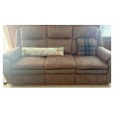 Brown Upholstered Reclining Sofa