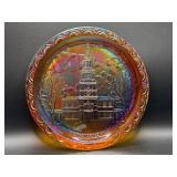 Iridescent Glass Plate with Building Motif