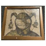 Framed Canvas Artwork with Map Motif