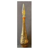 1960s Empoli Amber Glass Decanter