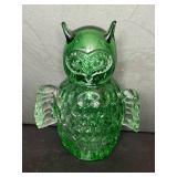Green Pressed Glass Owl Figurine