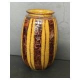 Handcrafted Ceramic Vase with Striped Glaze