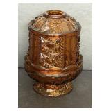 Amber-Colored Pressed Glass Fairy Lamp