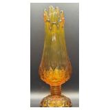 Amberina Glass Swung Vase with Crimped Rim