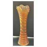 Iridescent Carnival Glass Swung Vase