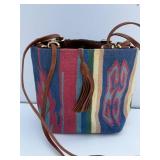 Woven Bucket Bag with Leather Straps