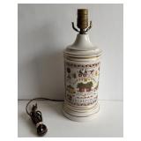 Porcelain Table Lamp with Embroidered-Style Design