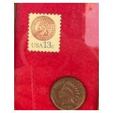 1899 Indian Head Cent and 13ï¿½ Stamp