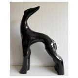 Black Glazed Ceramic Animal Sculpture
