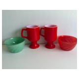 Two Vtg Fire King Mugs and Two Bowls