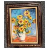 Signed Framed Floral Oil Painting by Irene Lowe