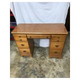 Cherry Kneehole Desk with 7 Drawers