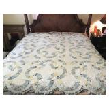 Handmade Blue and Yellow Wedding Ring Quilt