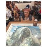 Three Native American-Inspired Figurines and Pic