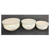 Three Floral Ceramic Mixing Bowls