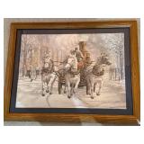 Framed Horse-Drawn Fire Engine Print