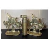 Brass Bookends and small extinguisher