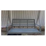 Wooden Slat Porch Swing with Chains